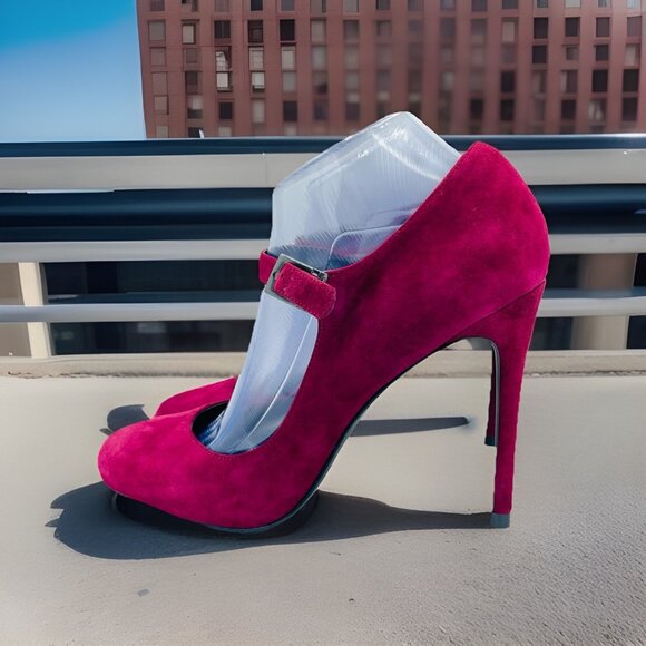 Charles by Charles David Heels Womens 8.5 Maroon Leather Mary Jane Sandals Comfy - Picture 2 of 11